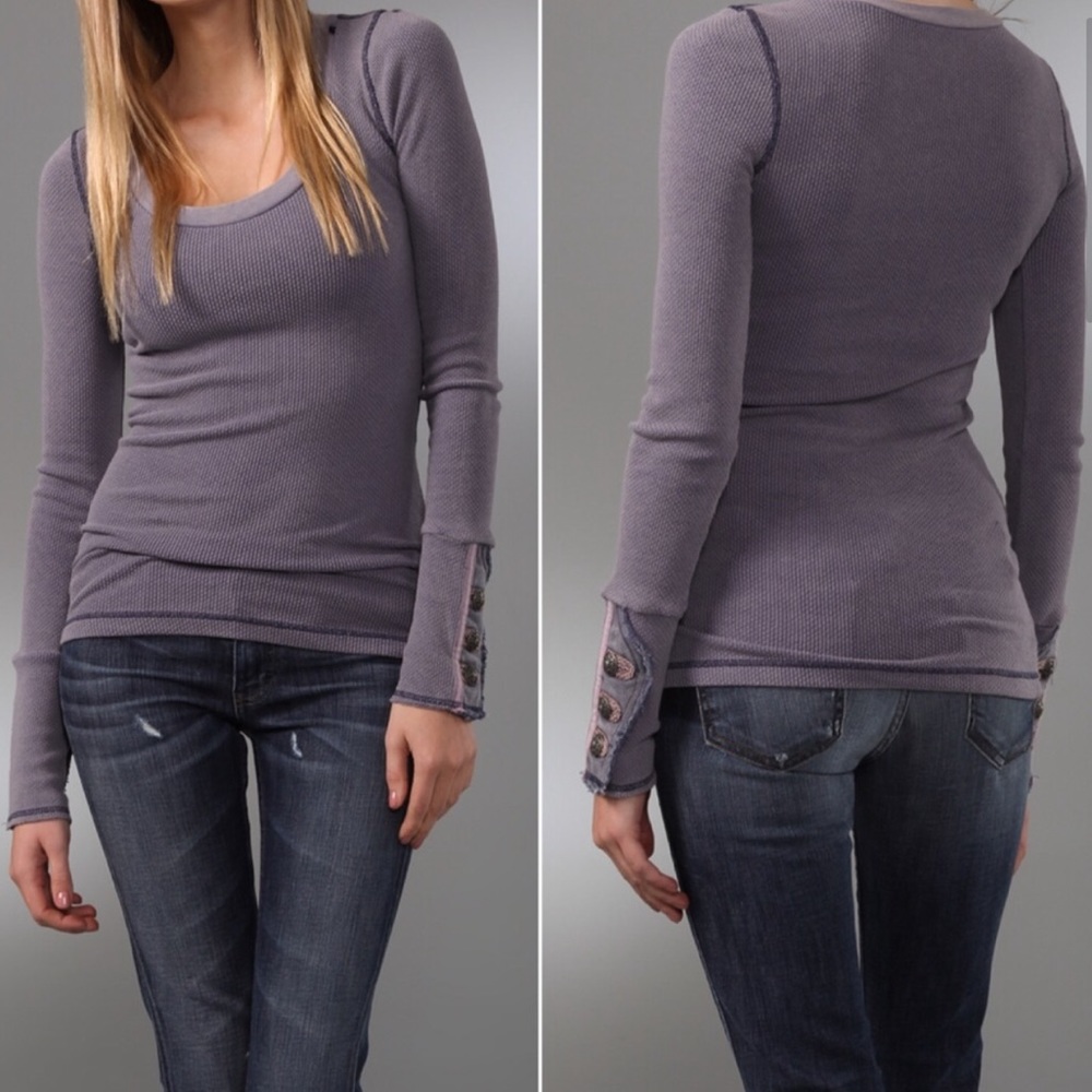 Free People Purple Long Sleeve Top - Picture 3 of 7